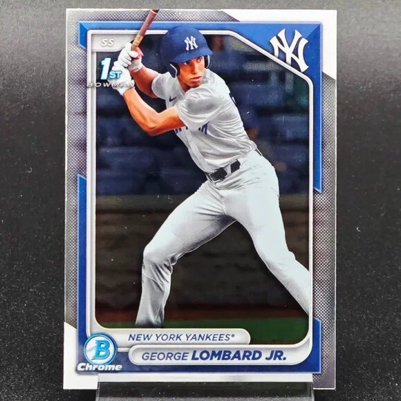 George Lombard Jr. Steel Laser Bowman Chrome 1st /49 RC's Yankees Top Prospect - Picture 7 of 8